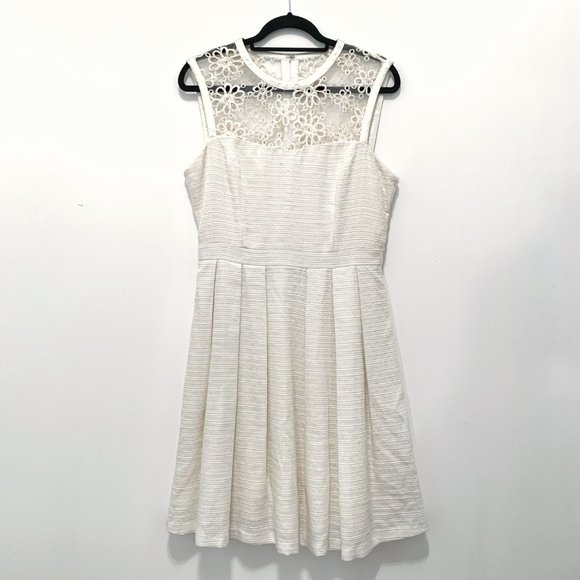 Modcloth Dresses & Skirts - Pink Martini Cream Floral Lace Mesh Skater Dress